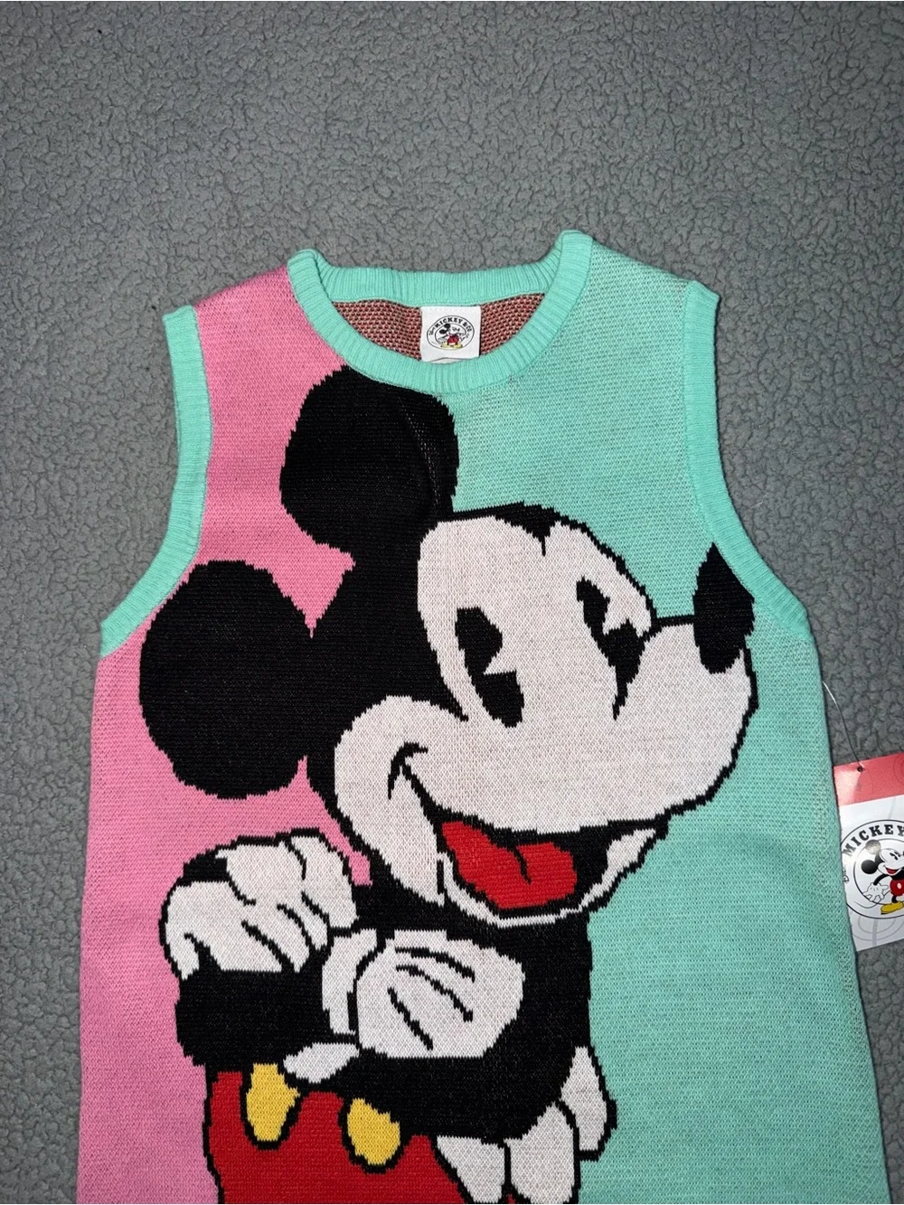 Disney Sleeveless Mickey Knit Dress - Pink, Mint & Yellow